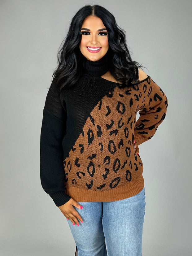 96  OS-W {Young & Free} Rust Animal Print Sweater PLUS SIZE 1X 2X 3X