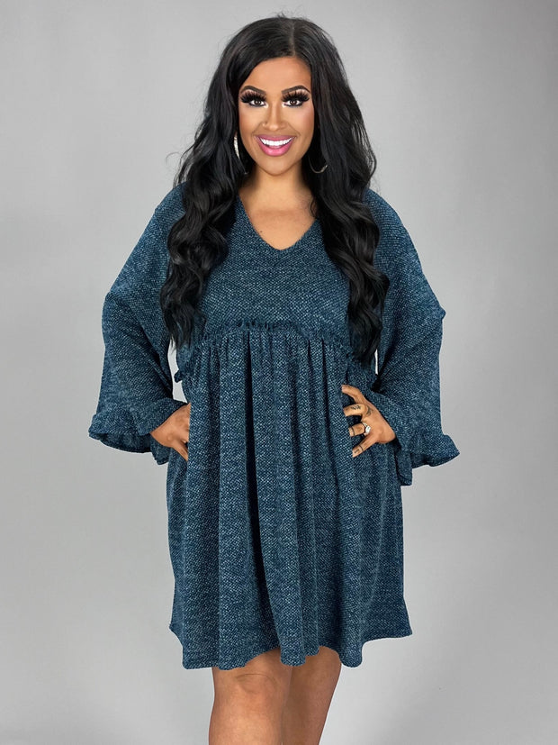 92 PQ-M {The Right Addition} Teal V-Neck Babydoll Dress PLUS SIZE 1X 2X 3X