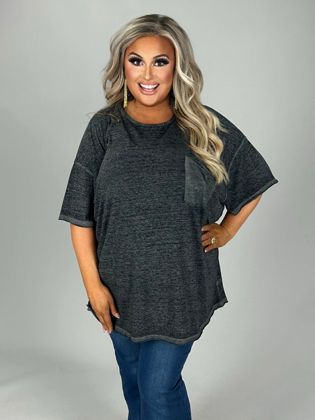 SALE!! 42  SSS {Call Me Comfy} Black Burn Out Raw Edge Top PLUS SIZE 1X 2X 3X