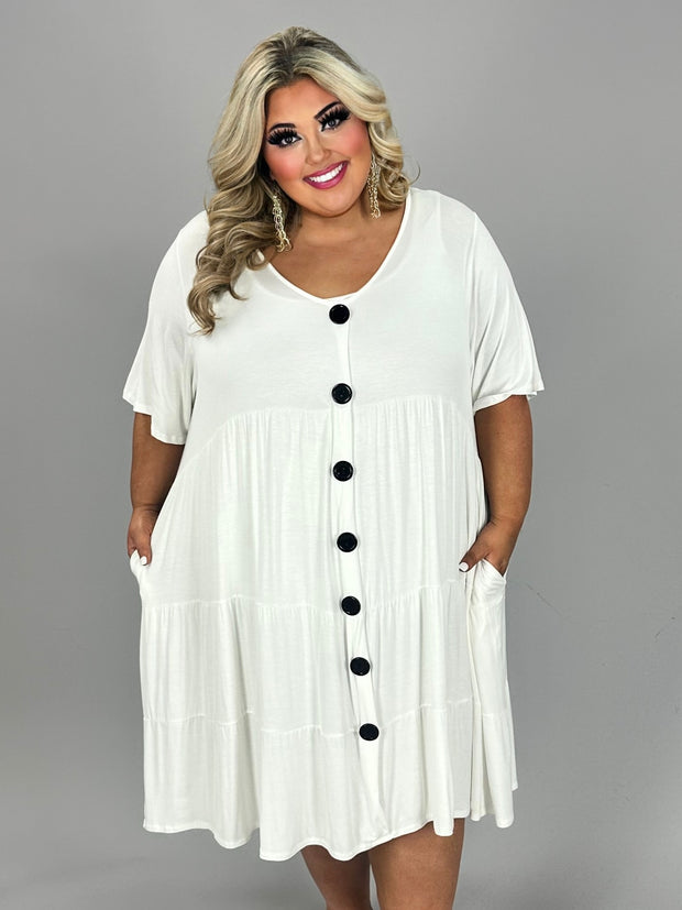 SALE!! 39 SD-D {For The Fashionistas} Ivory Tiered V-Neck Dress CURVY BRAND!!!  EXTENDED PLUS SIZE 1X 2X 3X 4X 5X 6X