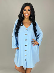 SALE!! 50 SQ-B (Stepping Out) Periwinkle Button Up Dress Plus Size XL 2X 3X