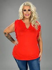 SALE!! 17 SSS-D {Special Treat} Red V-Neck Ruffle Sleeve Top PLUS SIZE XL 2X 3X