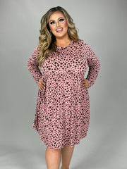 55 PLS-C {Until Further Notice} Pink Dalmation Print Dress PLUS SIZE 1X 2X 3X