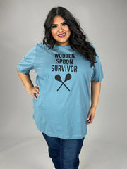 84 GT {Wooden Spoon Survivor} Stone Blue Graphic Tee PLUS SIZE 3X