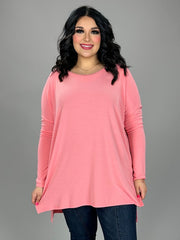 SALE!! 25 SLS-C {A Step Back}  Baby Pink Long Sleeve Top PLUS SIZE XL 2X 3X