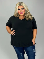 42 SSS {Once More For Style} Black V-Neck Top EXTENDED PLUS SIZE 3X 4X 5X