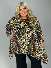 24 PQ {Pressed For Time} Brown Leopard Print Top EXTENDED PLUS SIZE XL 2X 3X 4X 5X