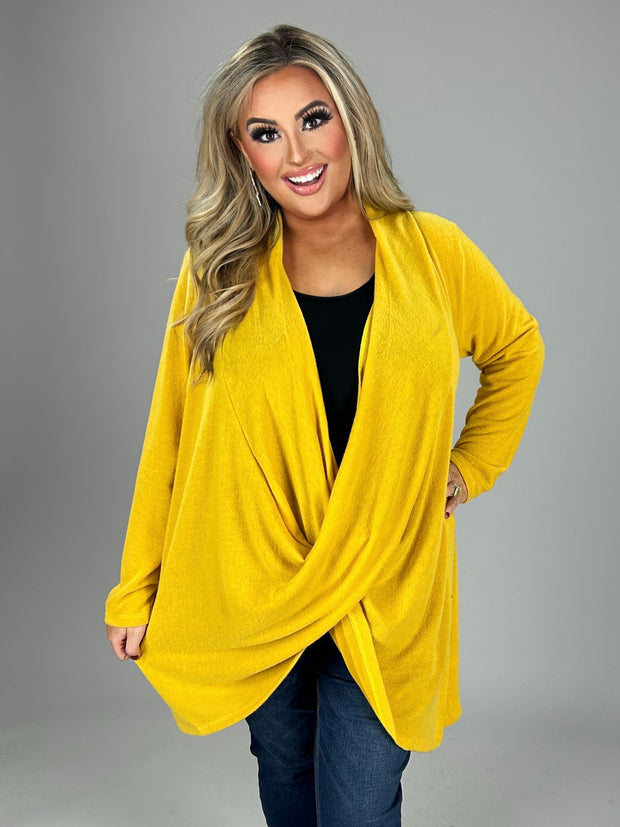 46 SLS {Downtown Dates} Mustard Draped Neckline Tunic PLUS SIZE 1X 2X 3X