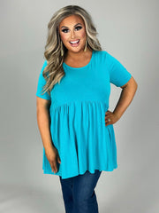 43 SSS-O {Feeling The Love} Ice Blue Babydoll Tunic PLUS SIZE 1X 2X 3X