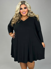 29 SQ {My Go To} Black V-Neck Dress w/Pockets EXTENDED PLUS SIZE 1X 2X 3X 4X 5X