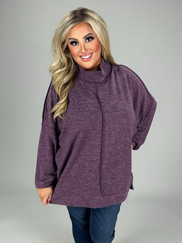 SALE! 54 SLS-B {My Favorite Sweater} Dark Plum Fleece Sweater PLUS SIZE 1X 2X 3X