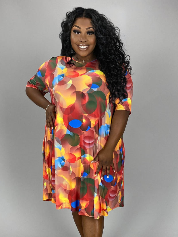 SALE!! 64 PSS {All About The Circles} Multi-Color Print Dress EXTENDED PLUS SIZE 4X 5X 6X