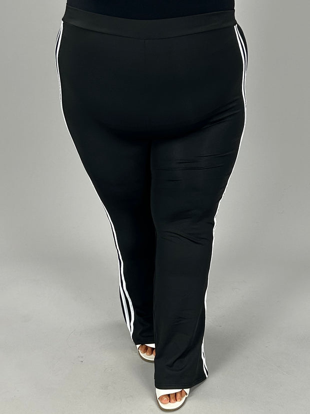 BT {Cardio Cutie} Black Flared Activewear Pants w/Stripes CW PLUS SIZE 3X