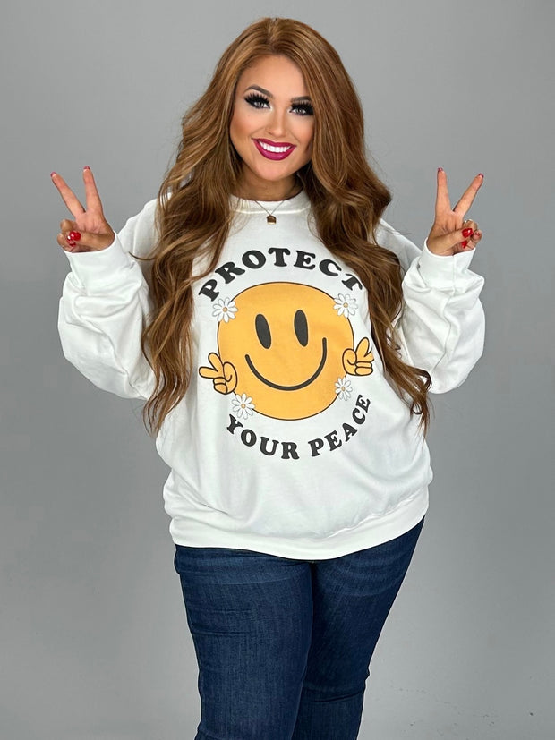 SALE!! 41 GT {Protect Your Peace} Ivory Graphic Sweatshirt PLUS SIZE 1X 2X 3X