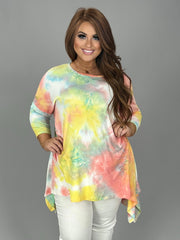 SALE!! 24 PSS-B {Ice Cream Dreams} Multi-Color Tie Dye Top PLUS SIZE XL 2X 3X