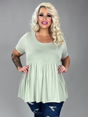 43 SSS {Feeling The Love} Light Sage Babydoll Top PLUS SIZE 1X 2X 3X