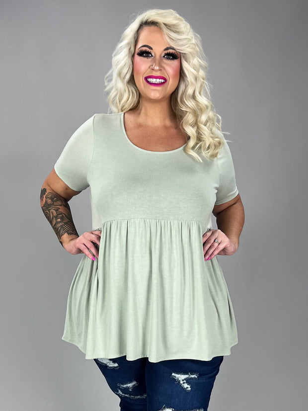 SALE!! 43 SSS {Feeling The Love} Light Sage Babydoll Top PLUS SIZE 1X 2X 3X