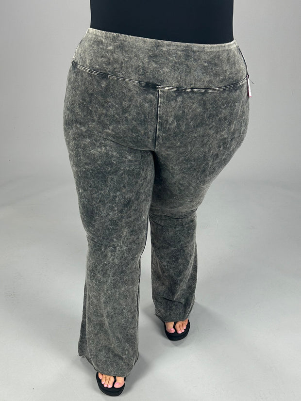 BT-99 {Magic In Your Step} Ash Black Mineral Wash Yoga Pants PLUS SIZE 1X 2X 3X