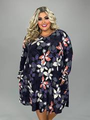 52 PLS {Name Of Love} Purple Floral Print V-Neck Dress EXTENDED PLUS SIZE 4X 5X 6X