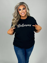 SALE!! 48 GT {Believer} BLACK Graphic Tee PLUS SIZE 1X 2X 3X