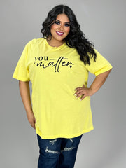 SALE!! 34 GT-E {You Matter} Yellow Graphic Tee PLUS SIZE 3X