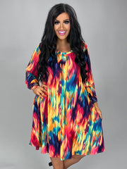 SALE!! 93 PQ-C {Color Loving} Multi-Color Print Dress PLUS SIZE 1X 2X 3X