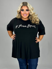 17 GT-B {Free Spirit} Black #Free Spirit Graphic Tee CURVY BRAND!! 3X 4X 5X 6X (May Size Down 1 SIze)