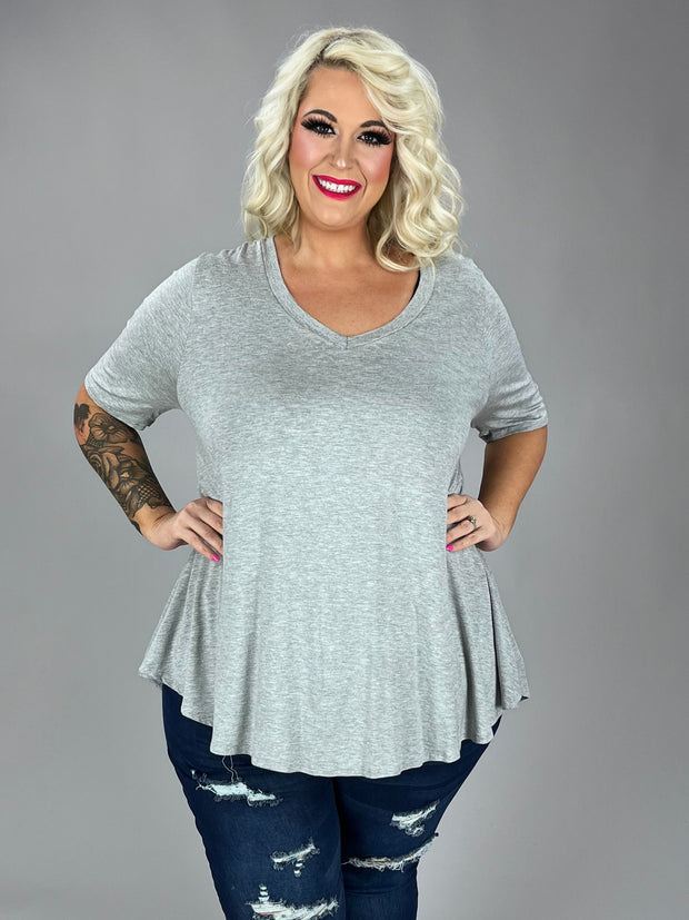 SALE!! 74 SSS {The Time Is Now} Heather Grey V-Neck Top PLUS SIZE 1X 2X 3X