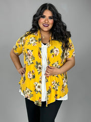 26 OT {Giving It My Best} Mustard Floral Print Cardigan PLUS SIZE 1X 2X 3X