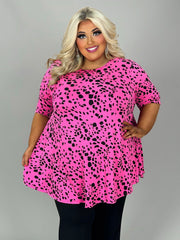 48 PSS {Optimal Cuteness} Fuchsia Dalmation Print Top EXTENDED PLUS SIZE 3X 4X 5X