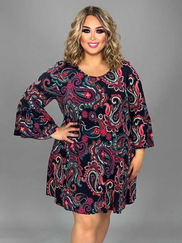 SALE!! 11 PQ-A {Born To Paisley} Black Paisley Print Dress PLUS SIZE 1X 2X 3X