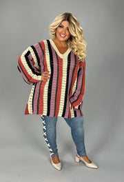 SALE!! 29 PLS-B {Heading North} Multi-Color Stripe Print Sweater PLUS SIZE 1X/2X  2X/3X