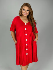 SALE!! 35 SD-A {For The Fashionistas} Red Tiered  V-Neck Dress CURVY BRAND!!!   PLUS SIZE 1X 2X 3X