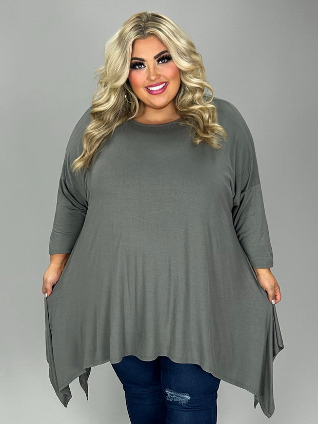 26 SQ {Change Your Mind} Grey Asymmetrical Top EXTENDED PLUS SIZE 3X 4X 5X