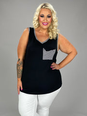 28 SV-B {Positive Feelings} Black Stripe Print Top PLUS SIZE XL 2X 3X