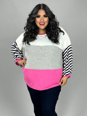 SALE!! 31 CP {Mind Your Manners} H. Grey Fuchsia Striped Top PLUS SIZE XL 2X 3X