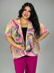 90 OT {Whirlwind Days} Rainbow Print Kimono PLUS SIZE 1X/2X  2X/3X