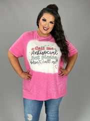 35 GT {Call Me Antisocial} Pink Spotted Graphic Tee PLUS SIZE 3X