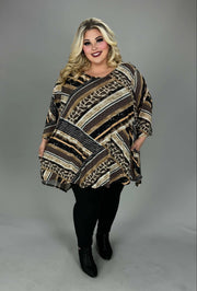 60 PSS {Safari Times} Brown Multi Animal Print Top EXTENDED PLUS SIZE 4X 5X 6X