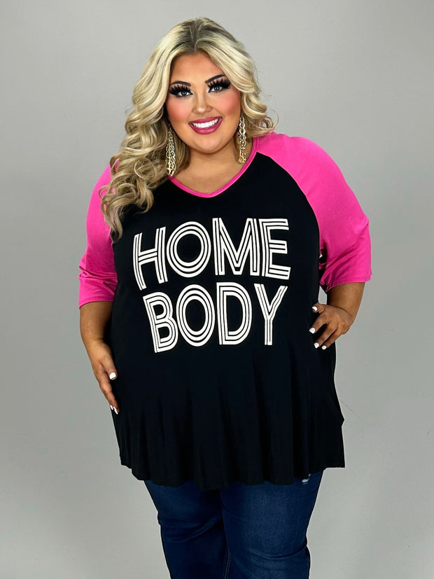 26 GT {Home Body 2} Black/Fuchsia Graphic Tee CURVY BRAND!!!  EXTENDED PLUS SIZE XL 2X 3X 4X 5X 6X {May Size Down 1 Size}