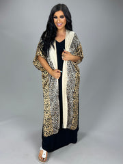 77 OT-C   {Totally Adored} Cream/Leopard Print Kimono PLUS SIZE 1X 2X 3X