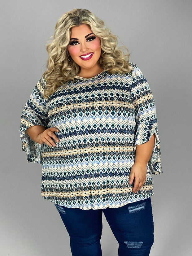 SALE!! 88 PQ {Meant To Appeal} Ivory/Multi-Color Print Top EXTENDED PLUS SIZE 4X 5X 6X