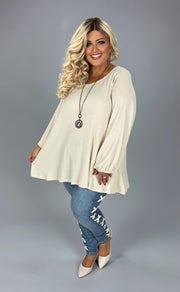 79 SLS {Focus And Win} Oatmeal Waffle Knit Top PLUS SIZE 1X 2X 3X