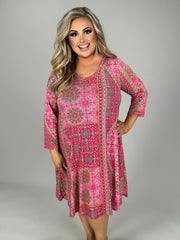 57 PQ {Free Your Mind} Fuchsia/Lime Green Print Dress PLUS SIZE 1X 2X 3X