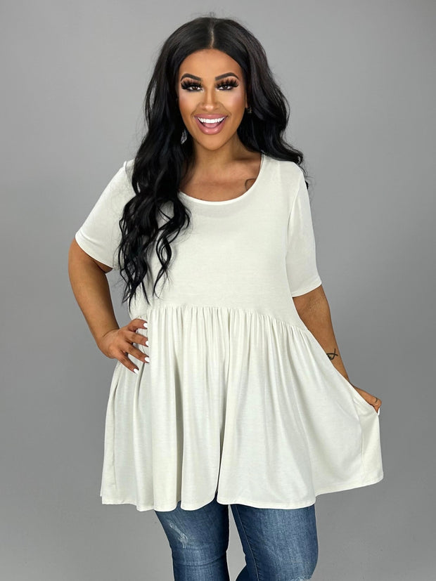 SALE!!  31 SSS-F {Feeling The Love} Bone Babydoll Tunic PLUS SIZE 1X 2X 3X