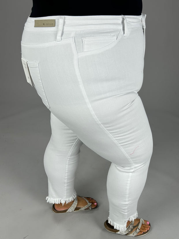 BT-I {Ms Cello} White Cropped Skinny Jeans  EXTENDED PLUS SIZE 14 16 18 20 22