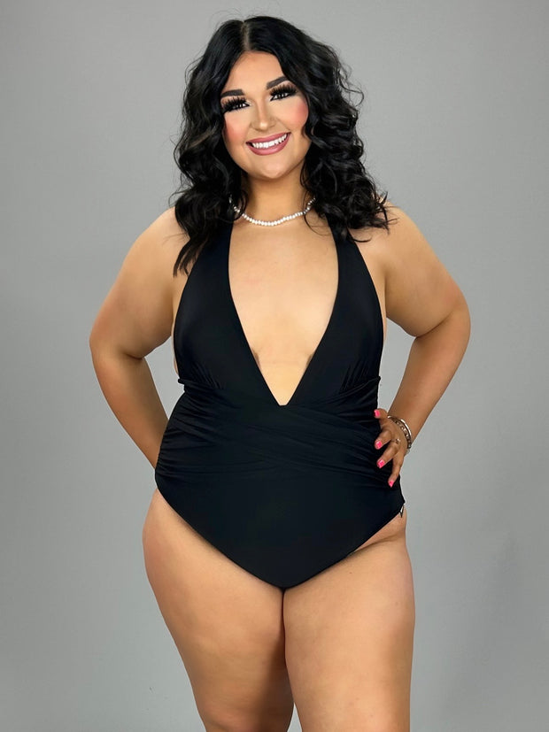 SWIM {She's A Beauty} Black One-Piece Swimsuit (Runs Small)