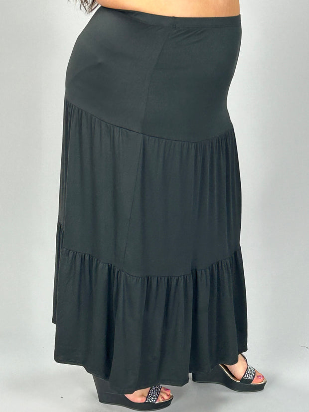 SALE!! BT-D {Meant To Be Happy} Black Tiered Skirt PLUS SIZE 1X 2X 3X