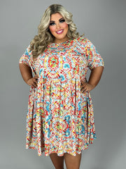 SALE!! 43 PSS-H {Only For Me} Red Tie Dye Tiered Dress EXTENDED PLUS SIZE 3X 4X 5X