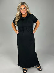 LD-S {Hooded Vision} Black Maxi Dress w/Hoodie PLUS SIZE 1X 2X 3X